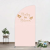 Lofaris Sweet Pink Boho Leaves Baby Shower Half Moon Arch Backdrop